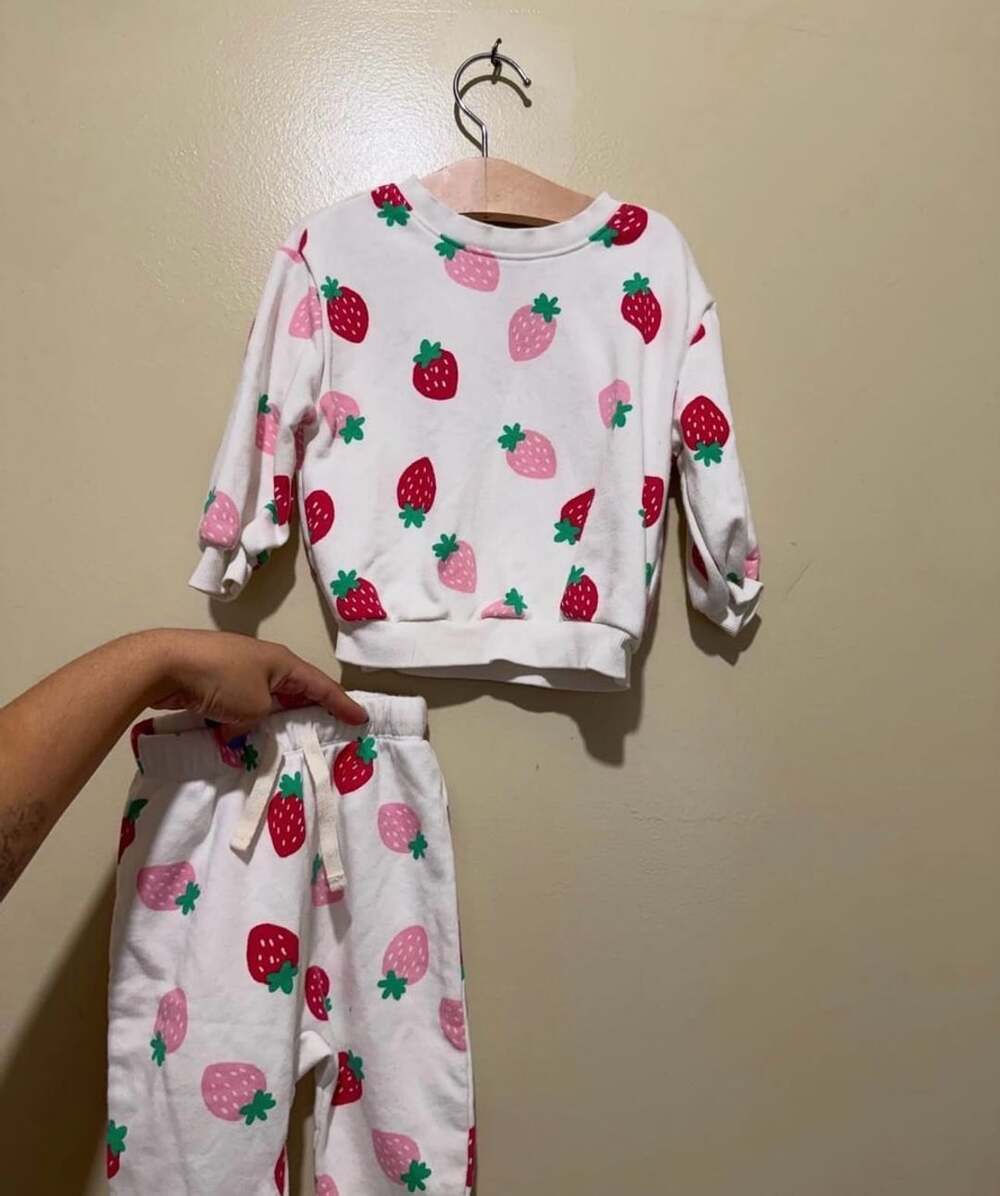 Old Navy Strawberry Print Sweatshirt and Leggings Set 12-18M
